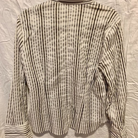 Collared stretch shirt, white with grey stripes, buttons, DALIA size 19, xl - Picture 5 of 5